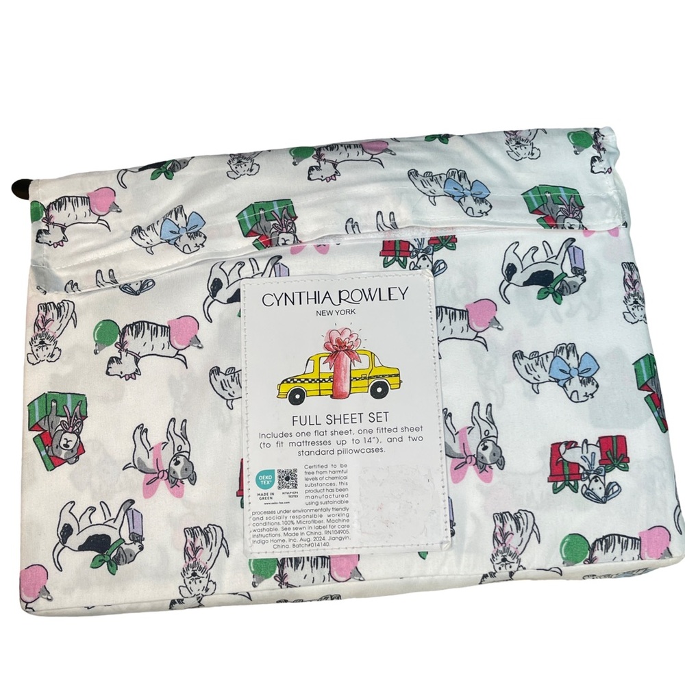 Cynthia Rowley Holiday Dog & Taxi Full Sheet Set